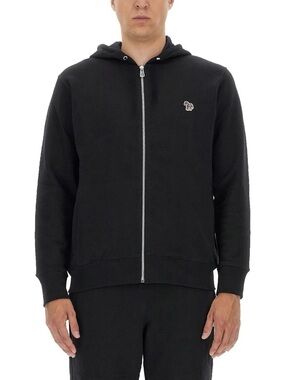 Paul Smith Zebra Patch Zipped Hoodie in Black